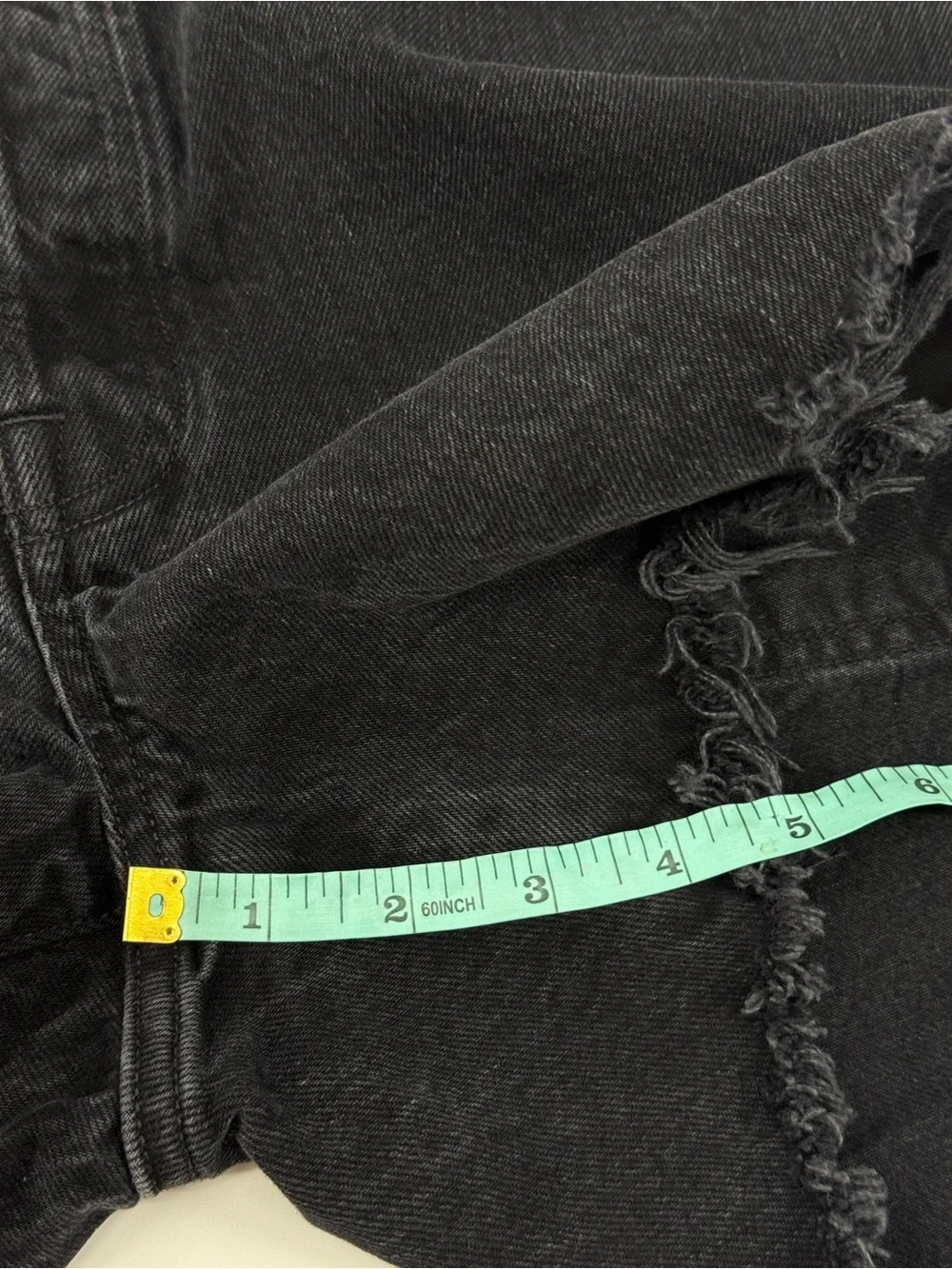 AGOLDE Parker Long Denim short 30 Vintage Cut-Off raw hem frayed high rise black